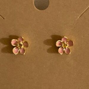Pandora Pink and Gold Floral Earrings